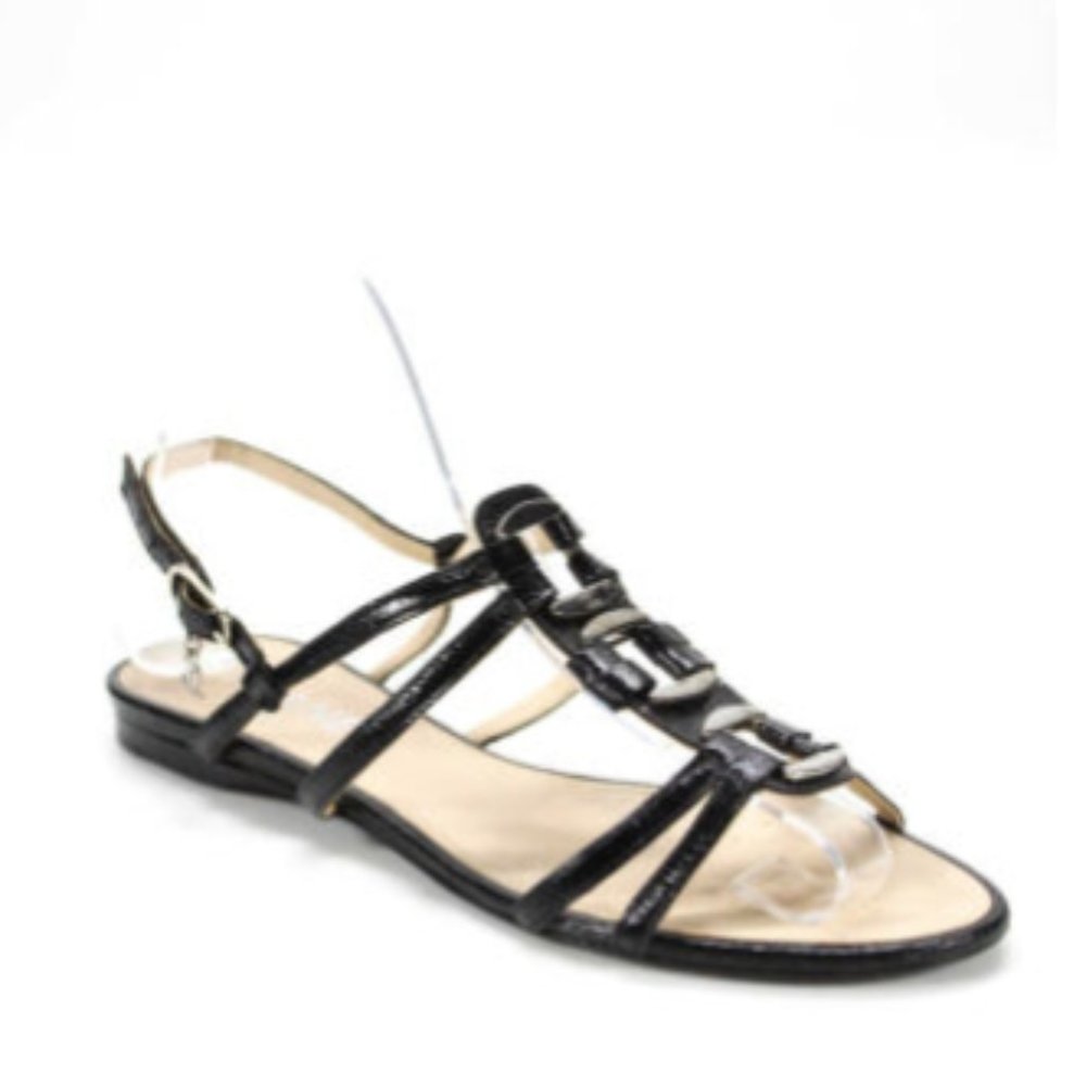 Chanel CC Logo Black Leather Slingback Flats 6 - Picture 3 of 9